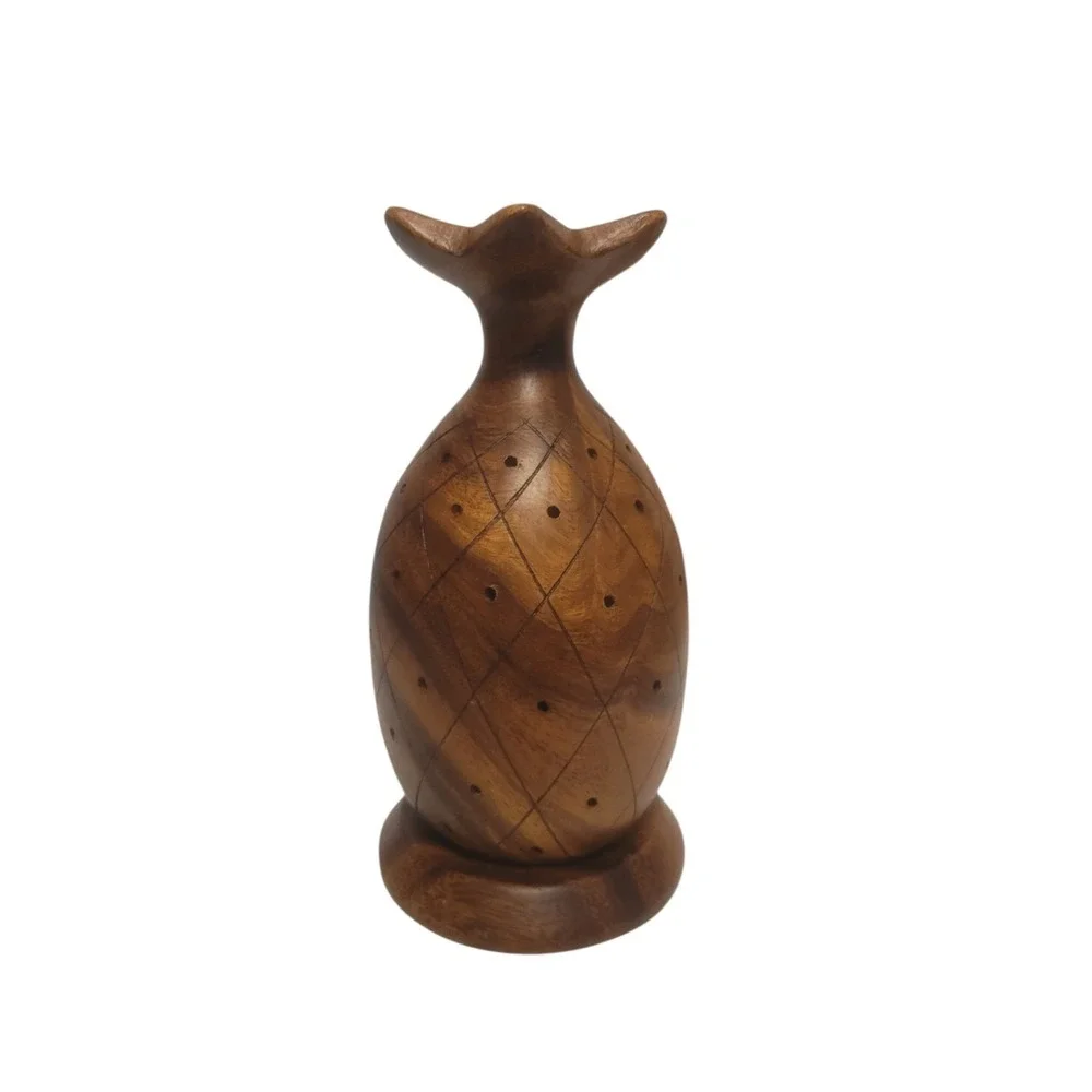 Mid Century Modern Leilani Genuine Monkey-Pod Wood Hand Crafted Pineapple Accent